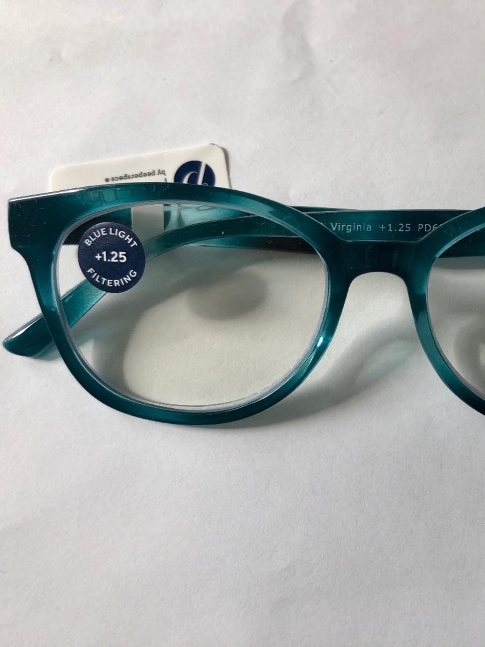New Teal Virginia Peepers Blue Light Filtering Readers +1.25